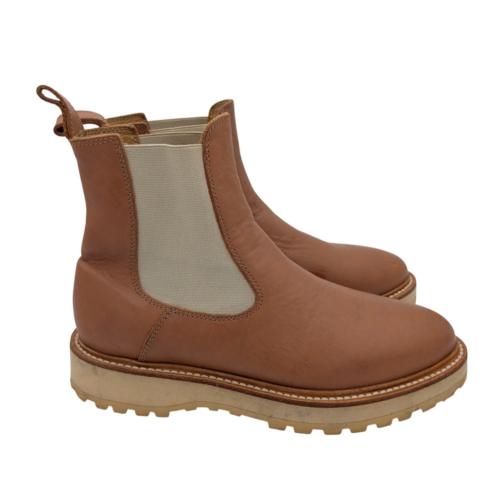 Diemme Alberone $450 Tan Leather Chelsea Duck Boots Made Italy Size 41 Lug Sole